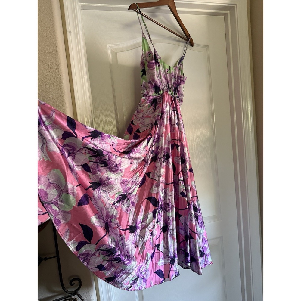 Anthropologie Pleated Midi Dress Pink Floral Tie Front Sleeveless S Coquette - Picture 8 of 15